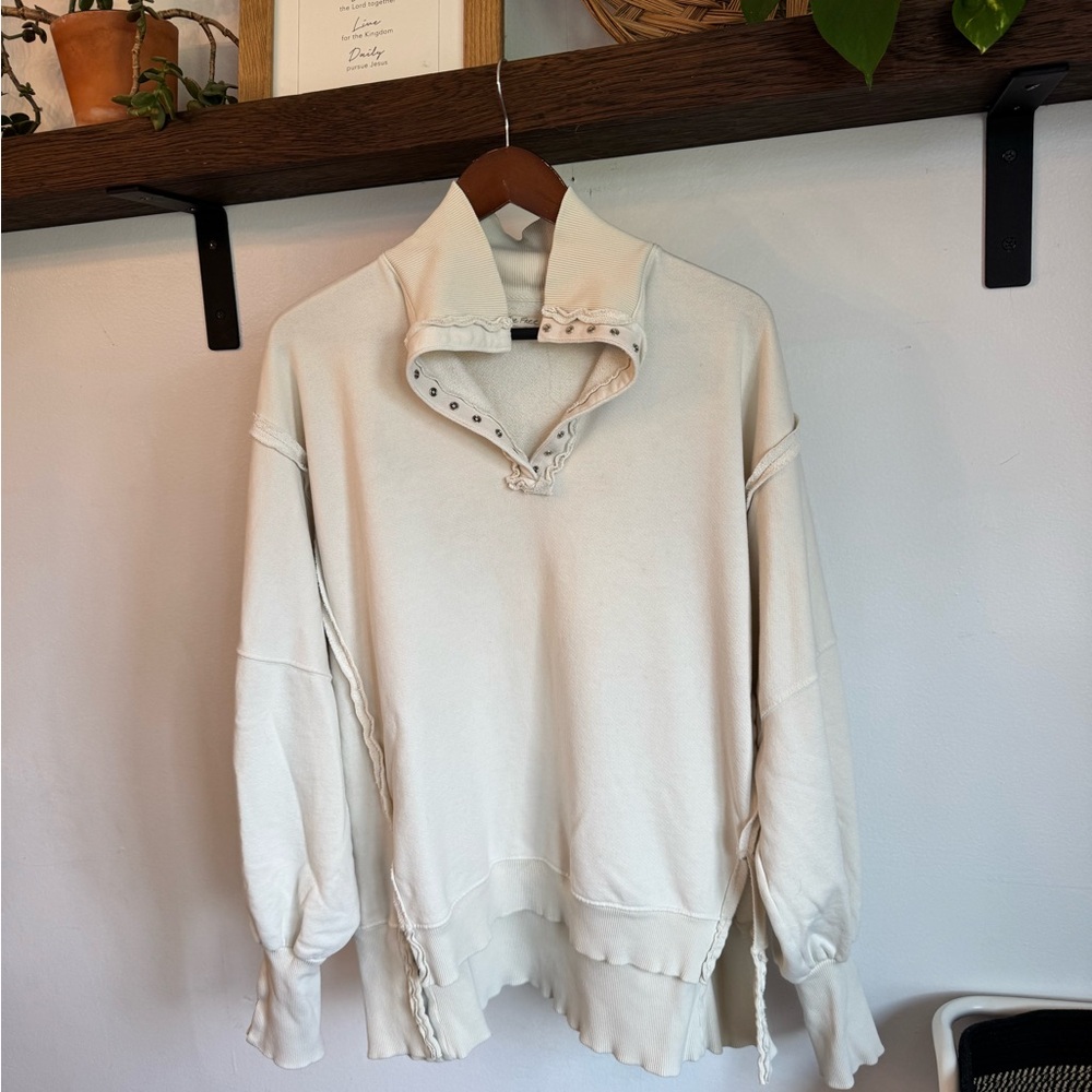 We The Free Cream Zip-Up Funnel Neck Sweater